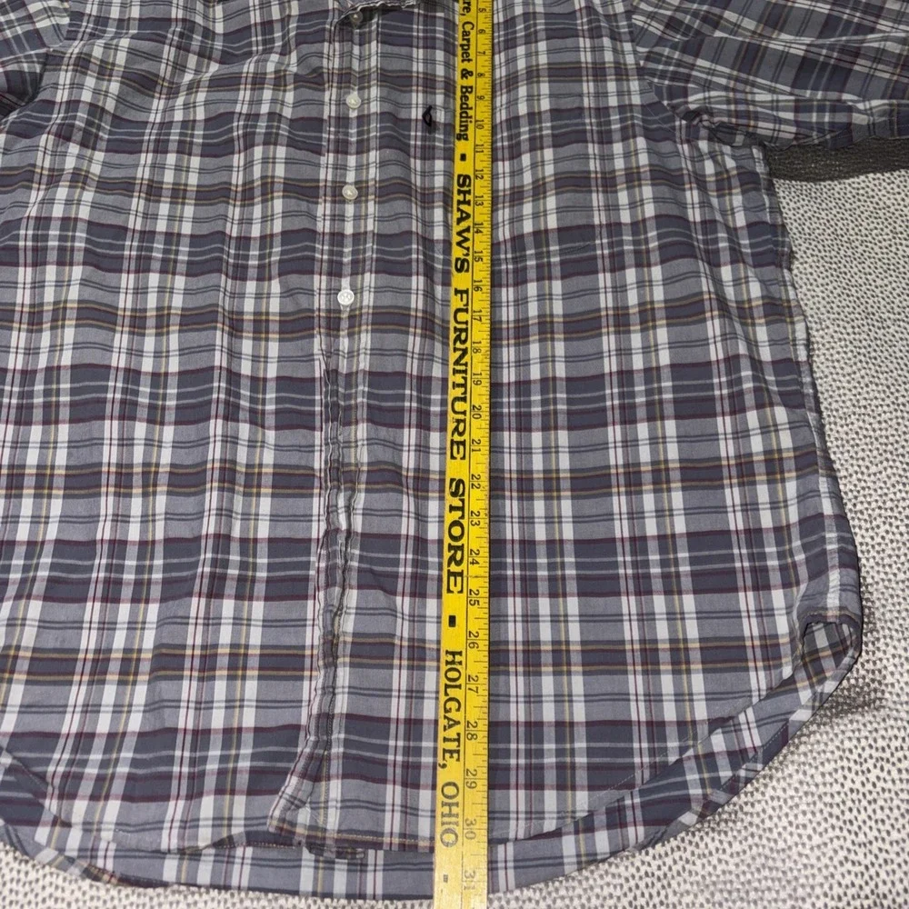 VTG Polo Ralph Lauren Jeans Large 100%‎ Cotton Gray Plaid Button Down Shirt